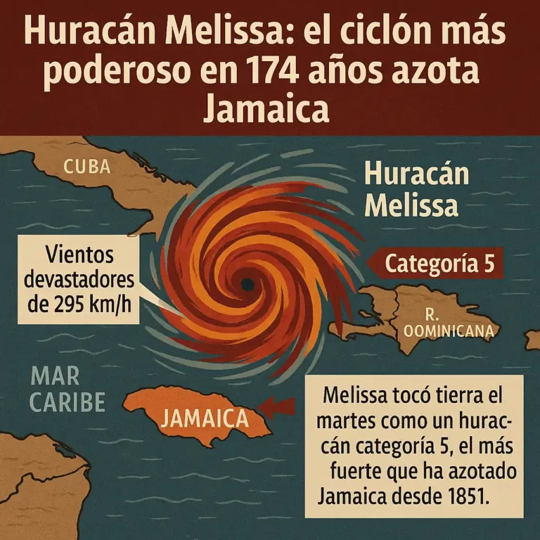 Huracán Melissa: el ciclón más poderoso en 174 años azota Jamaica con vientos devastadores
