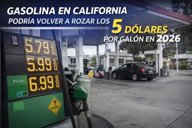 Gasolina en California podría volver a los 5 dólares por galón en 2026