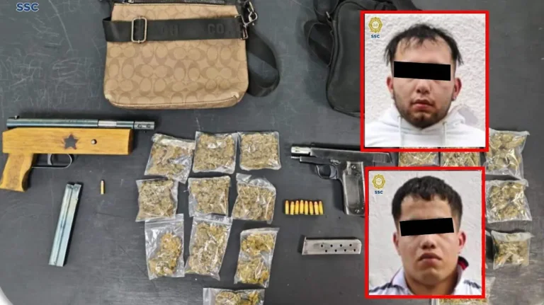 Caen dos jóvenes armados con subametralladora casera en Coyoacán