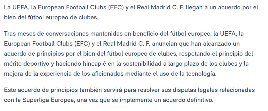 real madrid comunicado superliga