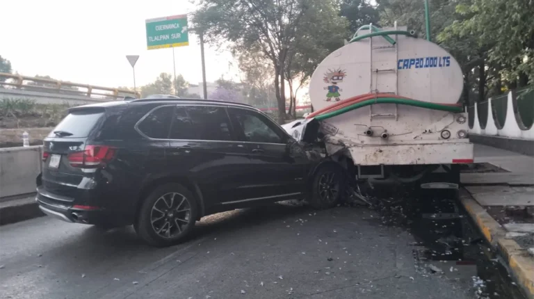 BMW choca contra pipa en Coyoacán; conductor iba ebrio